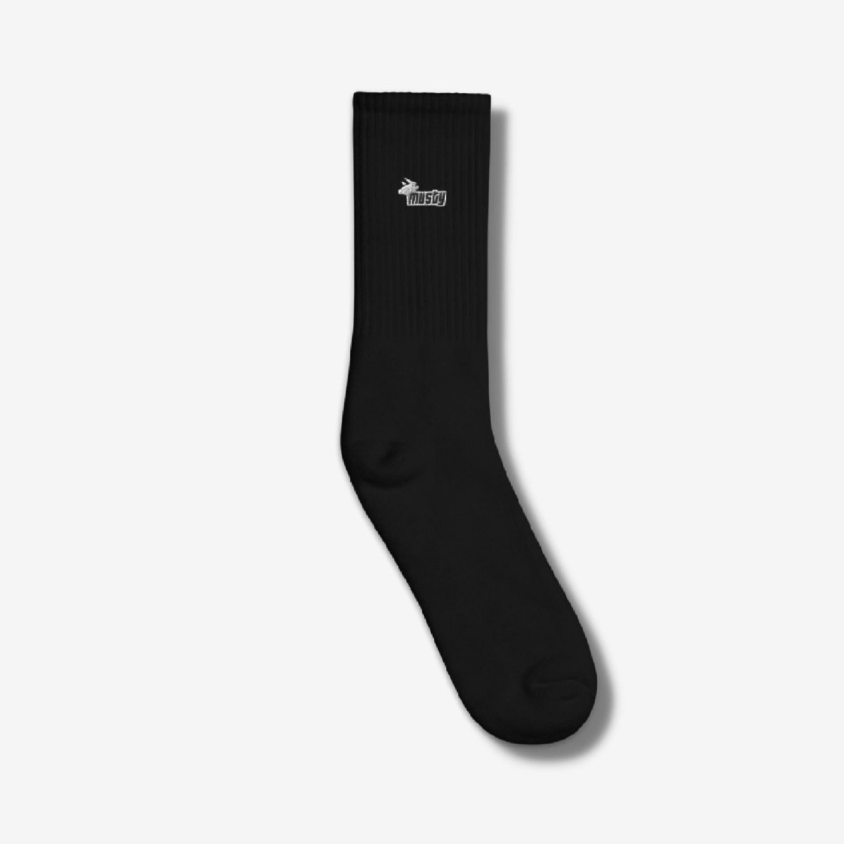 MUSTY EMBROIDERED SOCKS - BLACK | Amustycow